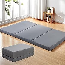 aicomri Semi-Double Folding Mattress, High Resilience, Thickness 3.1 inches (8 cm), 28D High Density for Lower Back Pain, Anti-Slip, Folding, Body Pressure Dispersion & Textured Treatment
