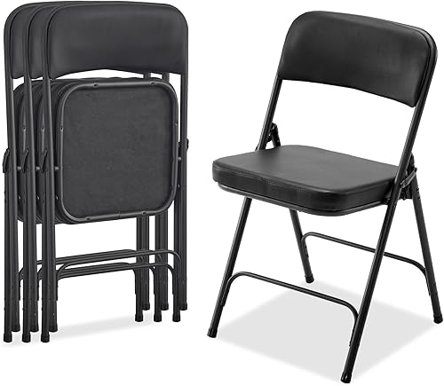 Miniatura 12 de Karl home Paquete de 6 sillas plegables negras con asientos acolchados para exteriores e interiores, asiento comercial apilable portátil con marco