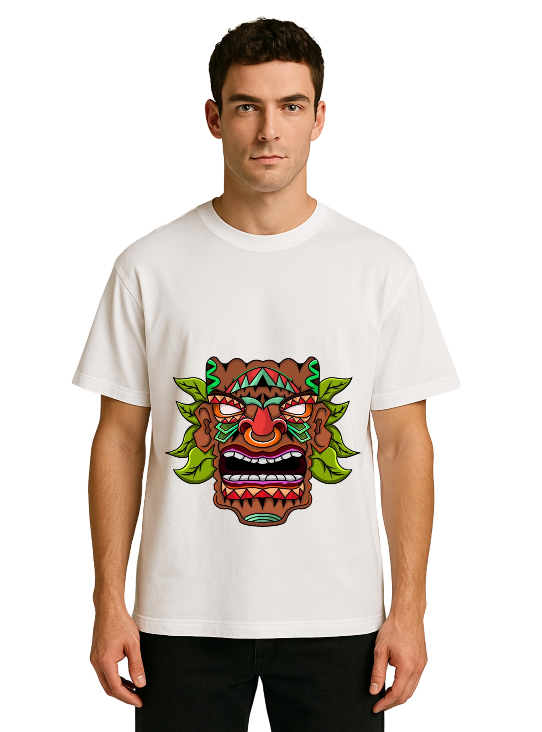 Oversized Baggy Fit Drop Shoulder Half Sleeves Round Neck White Pure 100% Cotton T-Shirt for Men-image-28
