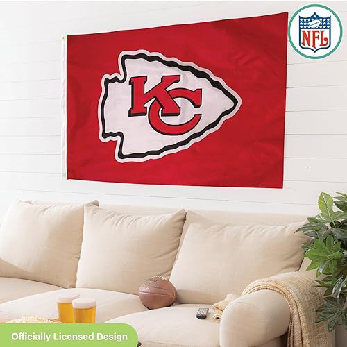 Miniatura 2 de NFL Kansas City Chiefs - Bandera duradera de 3 x 5 para exteriores con ojales, bandera y pancarta resistentes para jardín al aire libre y patio,
