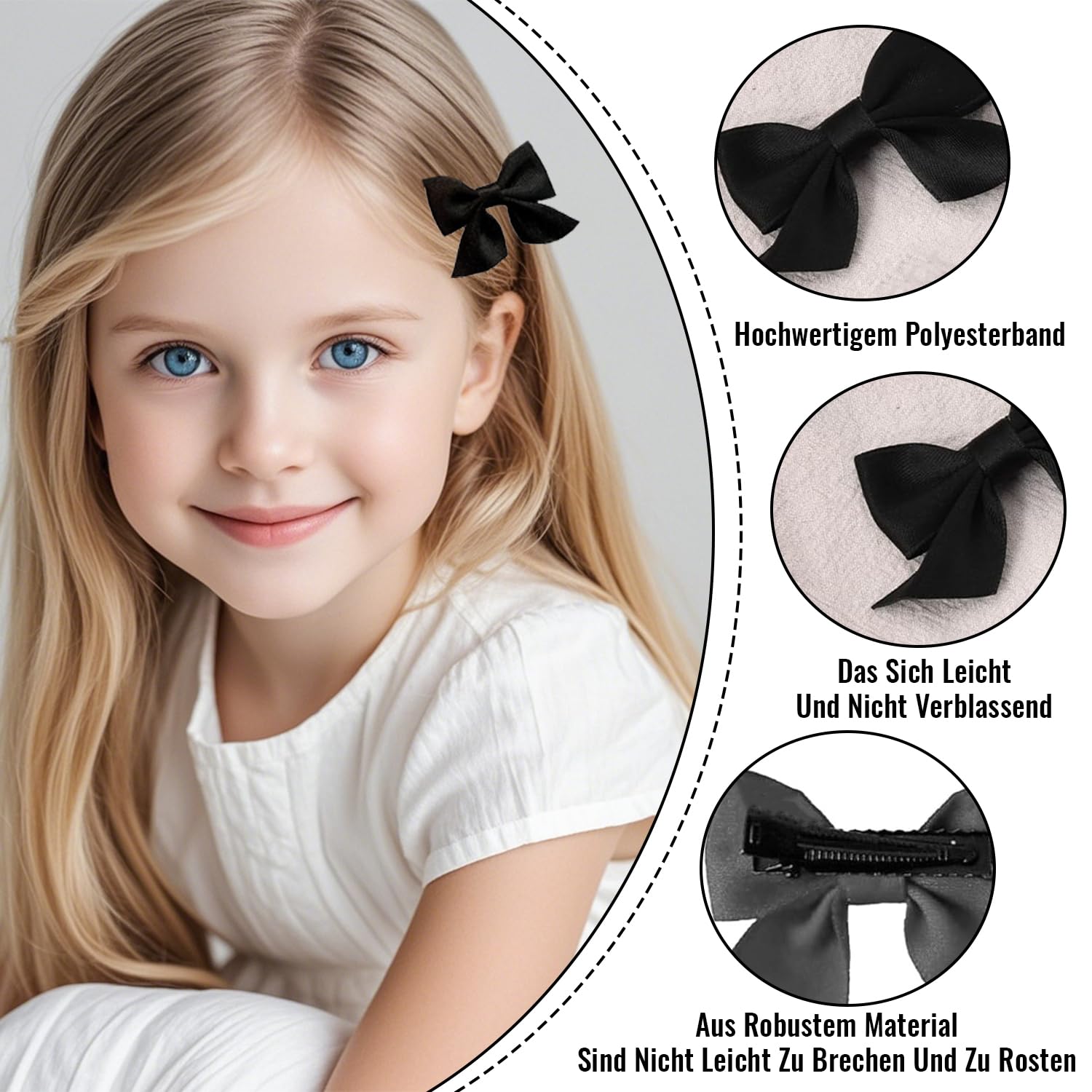 Esshogo Hair Clip Bow, Hair Bow, Hair Clip Black, Bow Hair, Hair Bow Christmas, Hair Clips Women with Bows, Hair Clips Children's Bows - Image 3