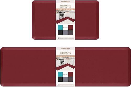 HappyTrends Tapete de cocina 173 x 28 pulgadas  173 x 60 pulgadas rojo acolchado cómodo antifatiga impermeable tapete de cocina grueso y perfecto