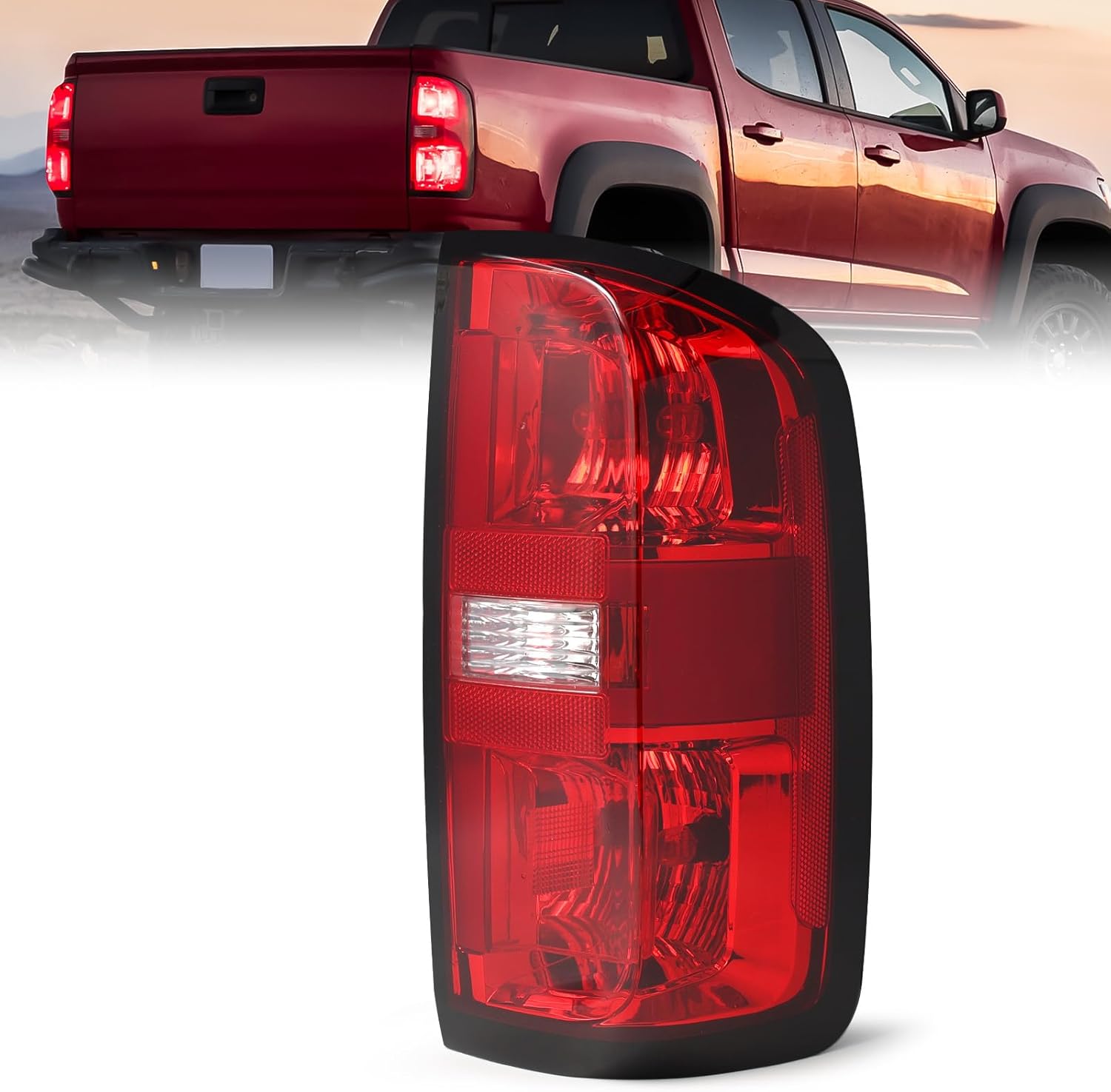 JFN Tail Lights Taillights Assembly for 2015-2022 Chevy Colorado right, Halogen OE Factory Style Red Rear Brake Signal Plate Tail Lamp Replacement With Bulb and Harness, Right Passenger Side