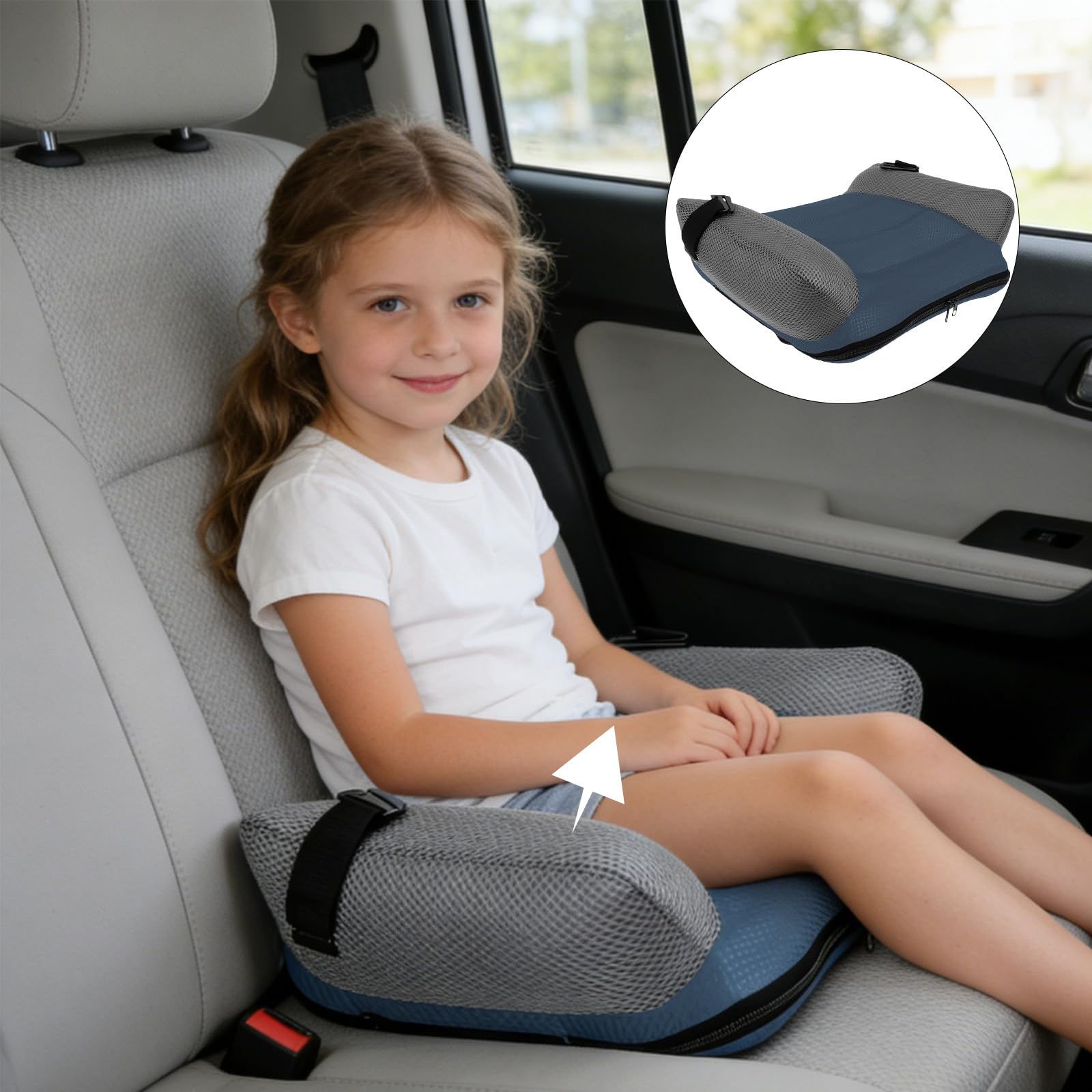 Générique Siege Auto Gonflable,Rehausseur Gonflable pour Voiture Confortable Et Portable sans Dossier,Siège Auto Rehausseur pour Maison Voyage Salle à Manger (Black)