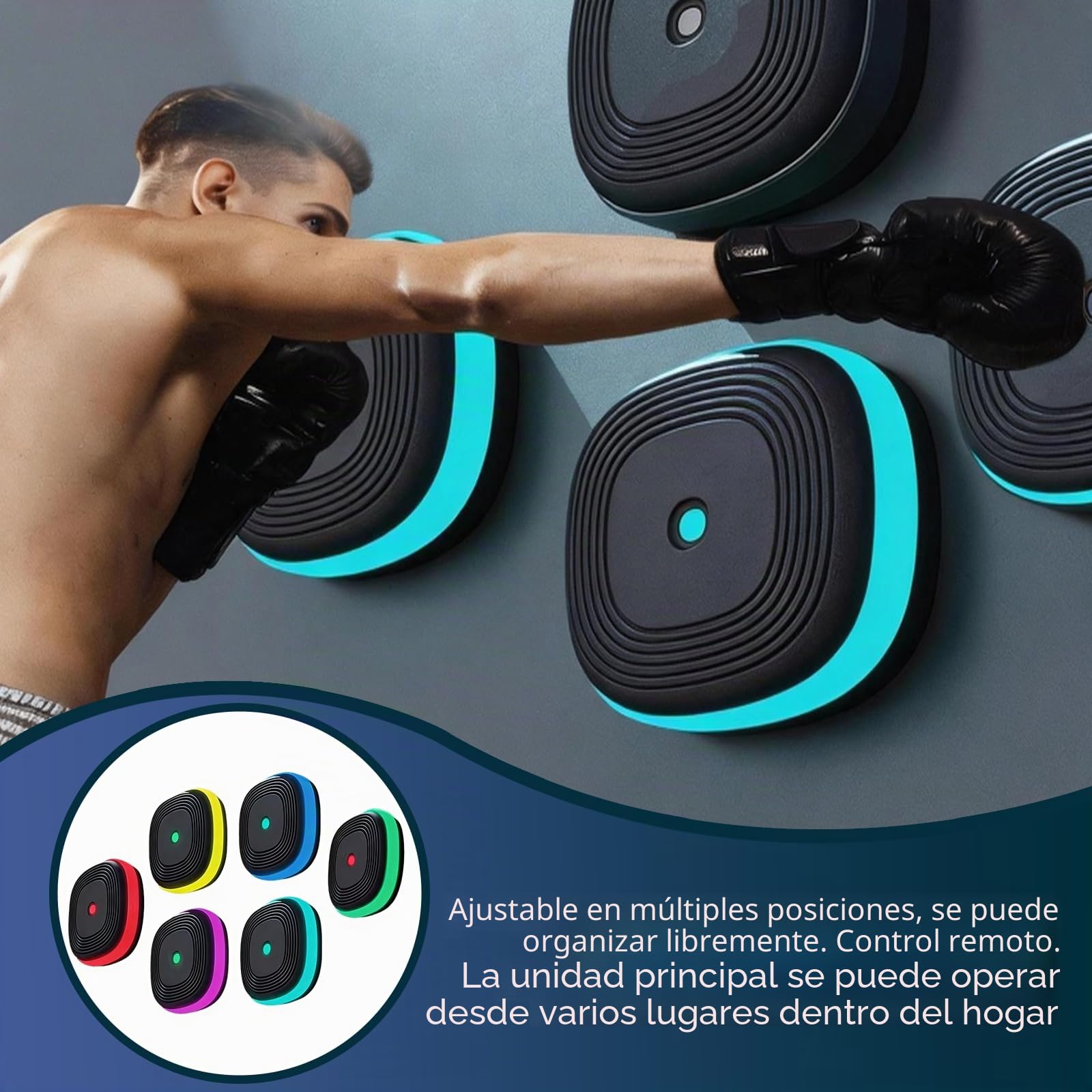 Luces de Entrenamiento de Reacción, Luces de Reacción de Pared para Máquina de Boxeo Musical con 8 Luces y 10 Modos Luces para Entrenamiento de Velocidad y Agilidad para el Hogar Gimnasio