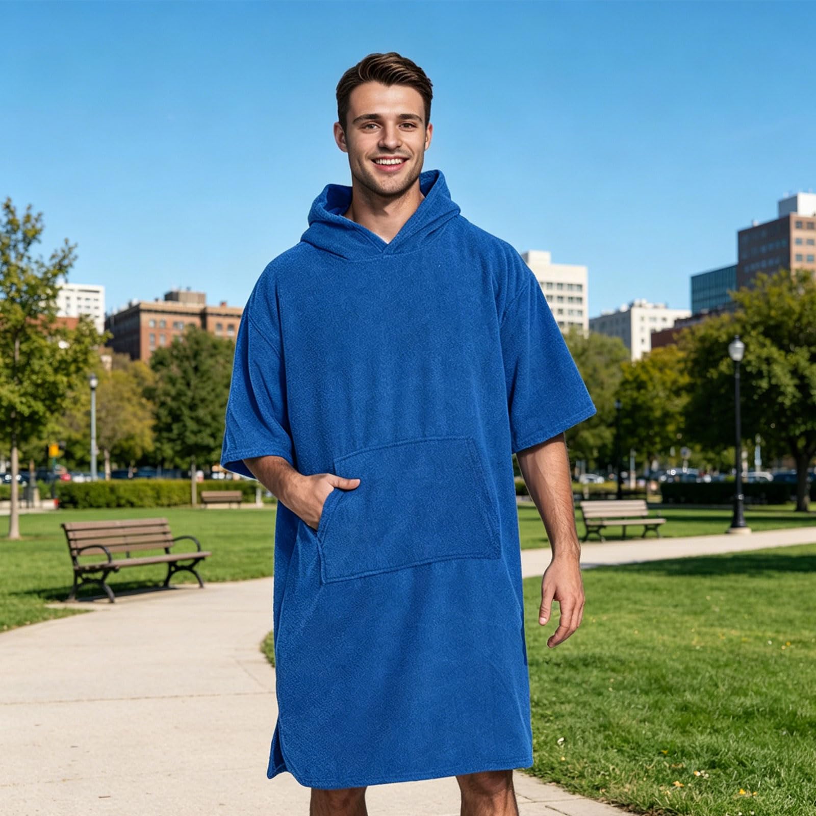 Albornoz de secado rápido de tamaño grande para playa, piscina, surf, toalla de microfibra con función de cambio de privacidad, bata fina de camping