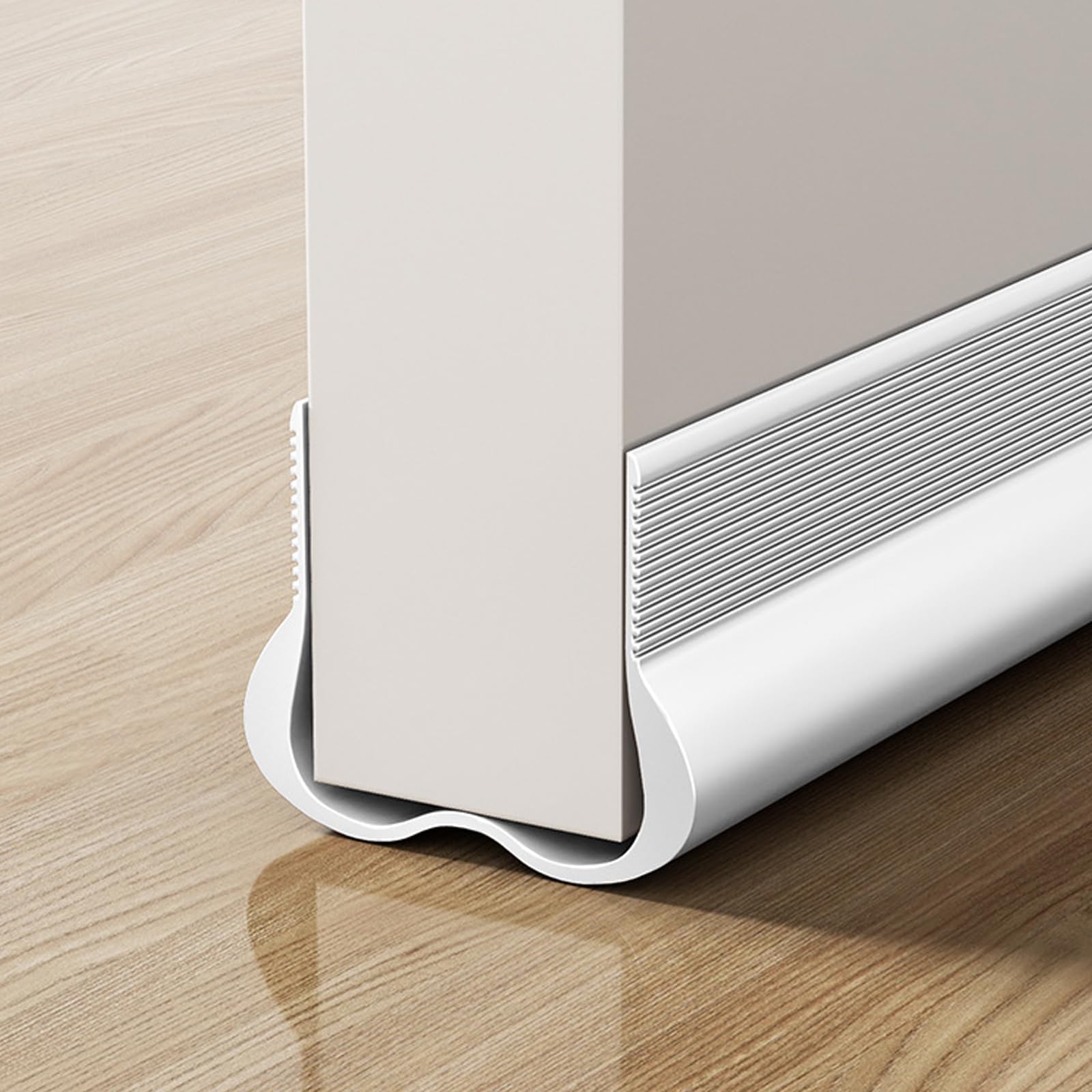 Burlete de puerta de 93 cm, junta inferior de puerta, tope con doble junta, junta de puerta, aislamiento de puerta, cortavientos, evita olores e insectos (Blanco)