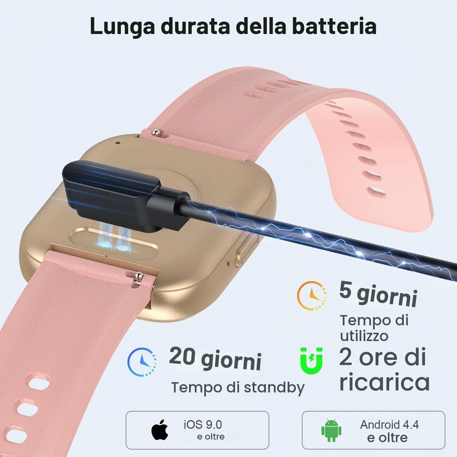 Smartwatch Uomo Donna, 1.85" Orologio Smartwatch Rispondi/Effettua Chiamate, 112 Sportivo, Impermeabil IP68 Sportivo Watch con Sonno/Cardiofrequenzimetro, Fitness Smart watch per Android iOS, rosa