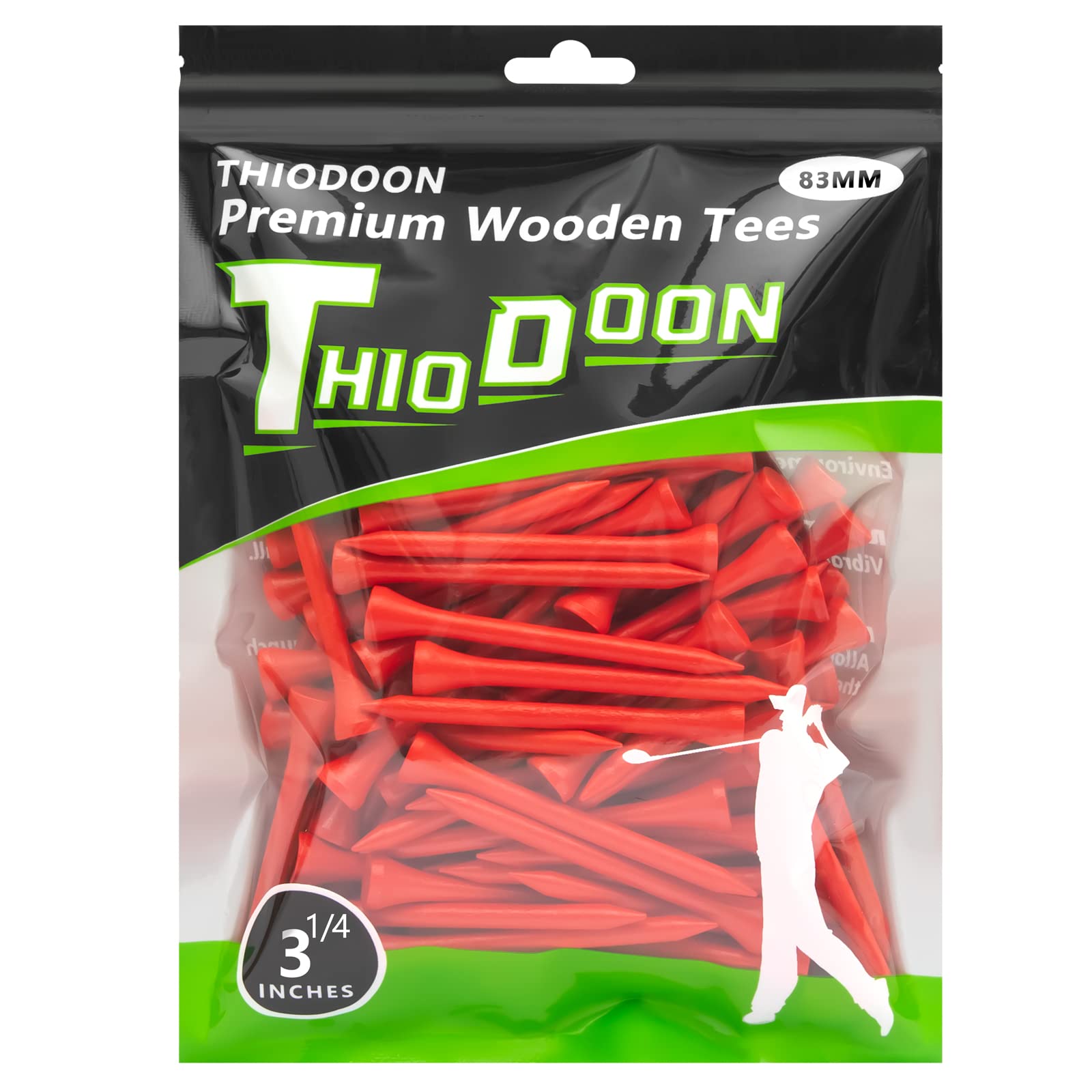 THIODOON Golf-Tees, weniger Reibung, Holz-Tees, Training für Golfspieler, professionelle Golf-Tees aus Naturholz, 100 Stück