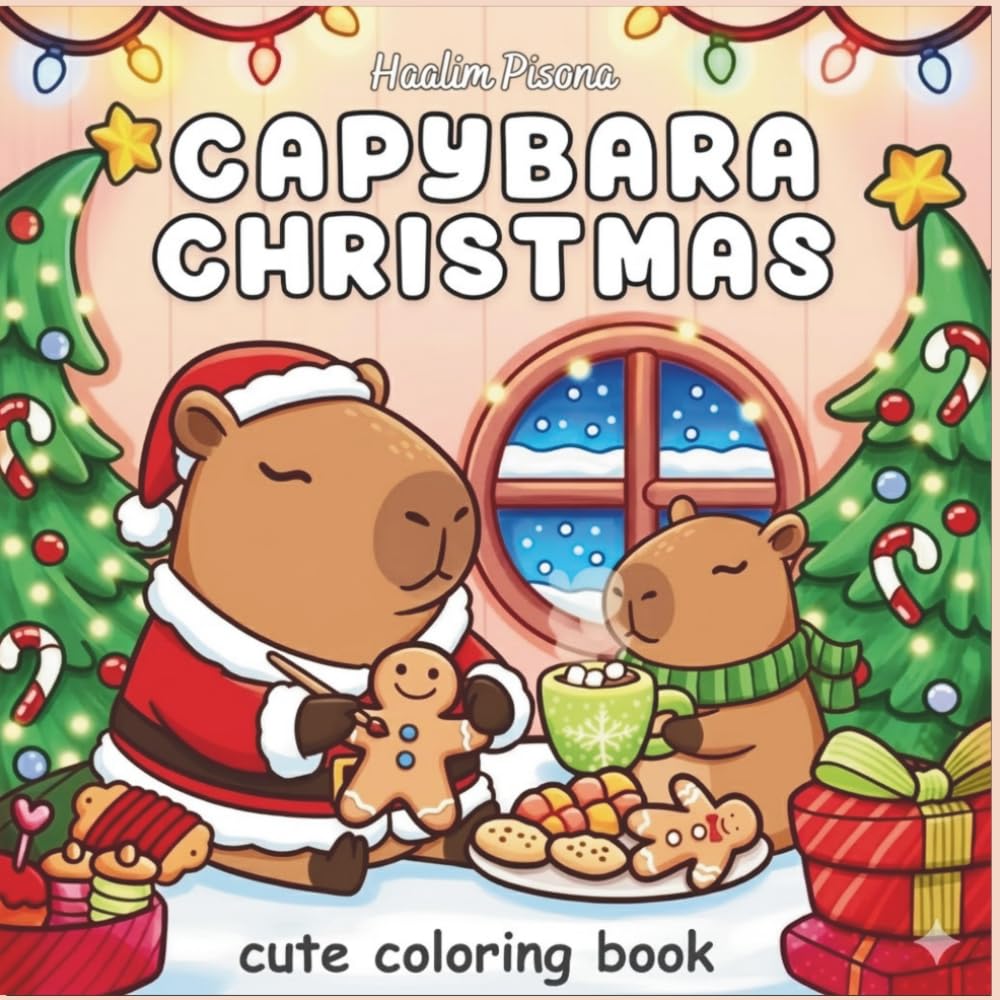 Cute Capybara Christmas Coloring Book for Kids and Adults: Bold and Easy Holiday Coloring Pages with Cozy Winter Fun, Adorable Capybaras, and Relaxing Festive Scenes