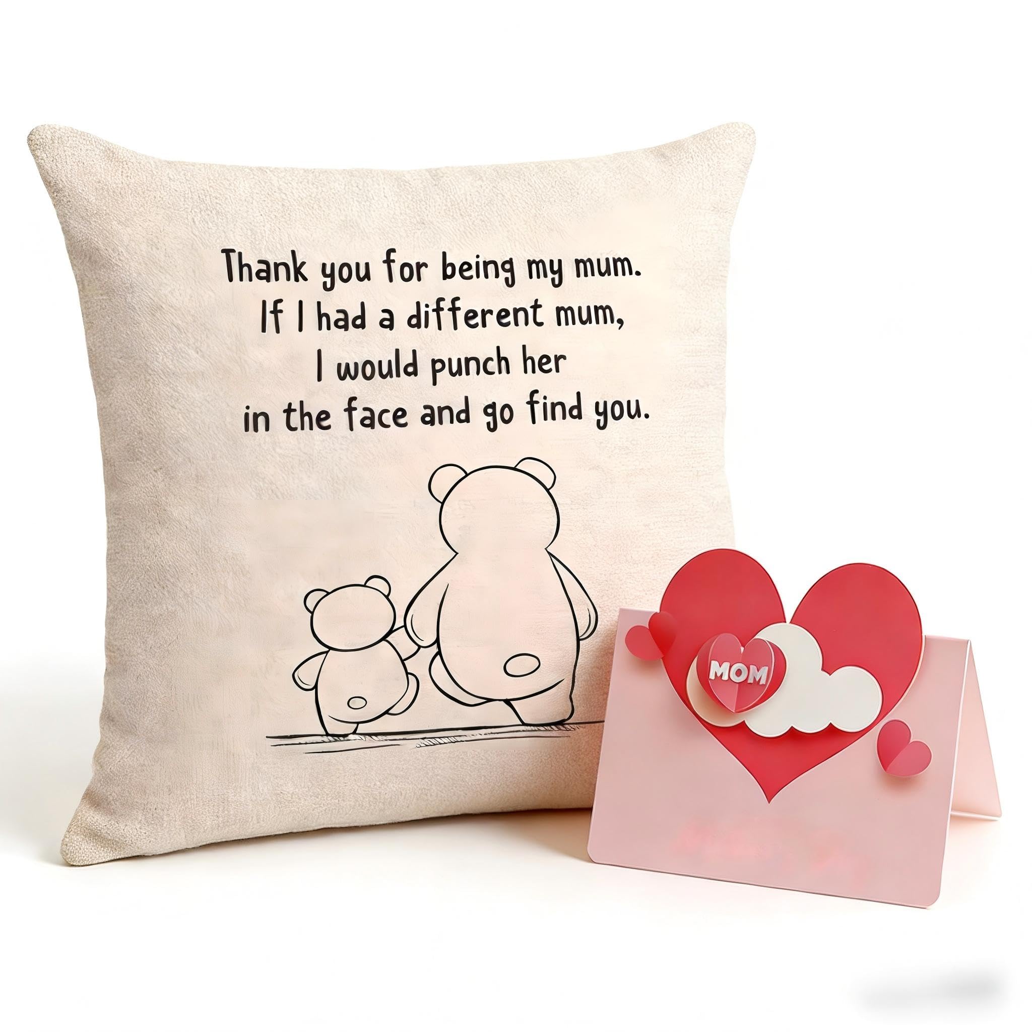 LYNROW Mum Cushion Cover Throw Pillow - Mummy & Mom Gifts from Daughter & Son (Thank You for Being My (Thank you for being my mum)