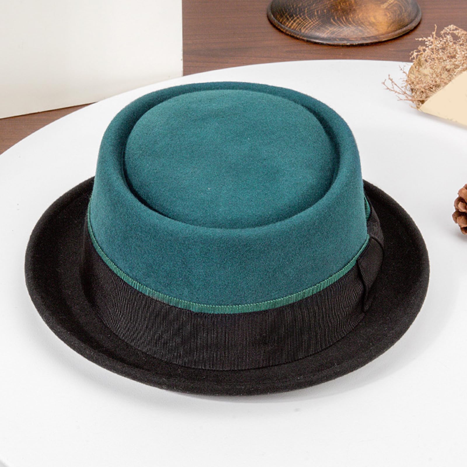 LUOFENG Cappello di lana Fedoras Panama esotico elegante Homburg per le donne Lady Photo Props Western per Stage Live Show Headwear