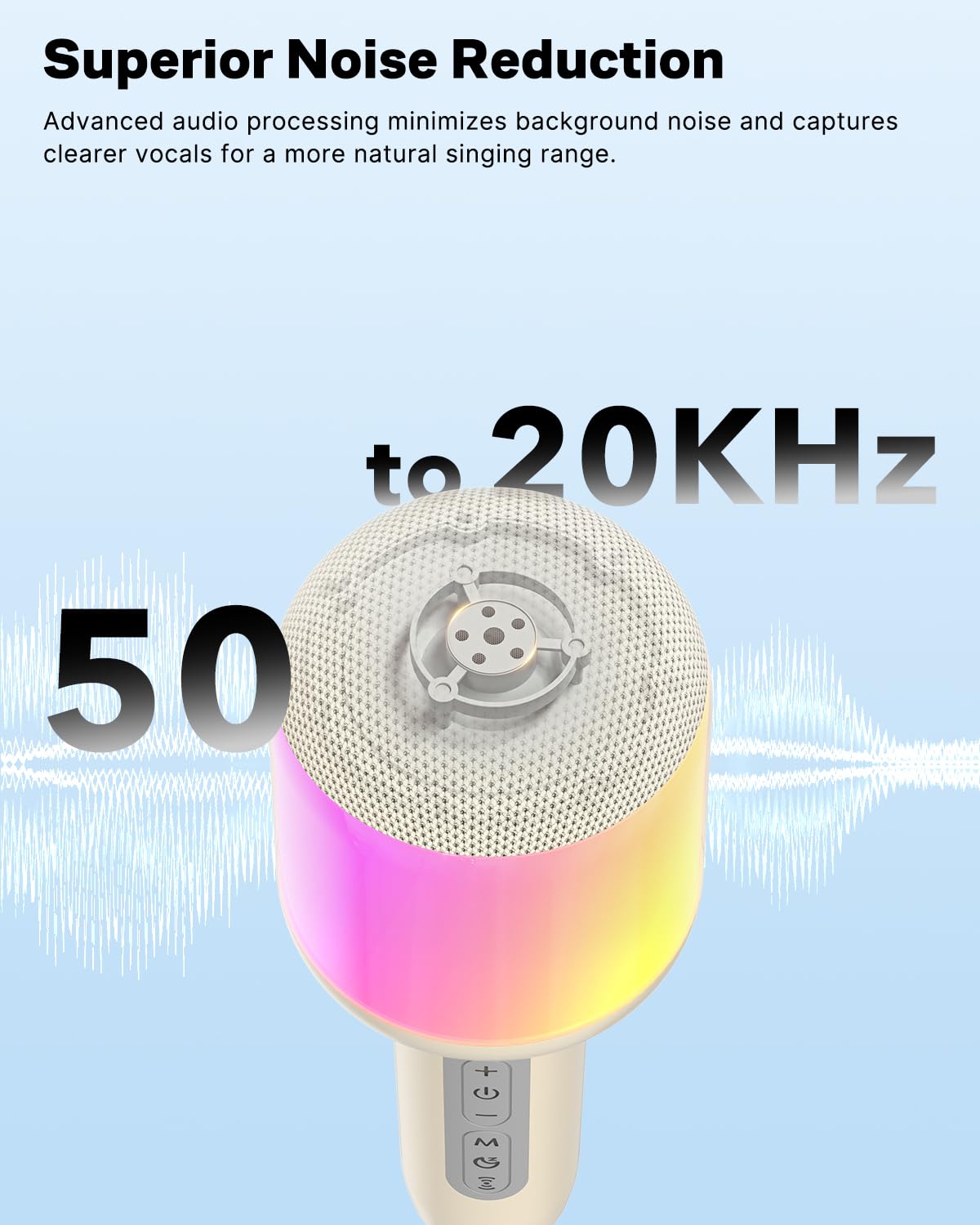 Micrófono de karaoke inalámbrico Bluetooth con luces dinámicas, micrófono de mano portátil, 6 efectos de sonido, batería de 10 horas, perfecto para niños cantando, fiestas en casa, dúo, idea de regalo 3