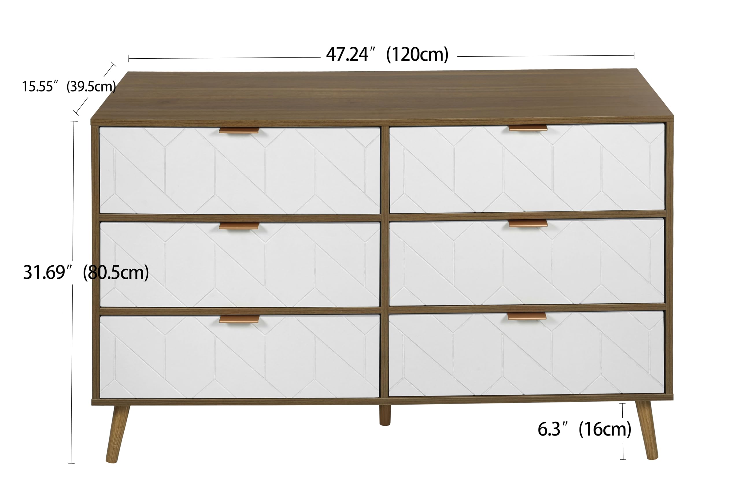 Credenza da pranzo in rattan PE con cassetti, Bianco