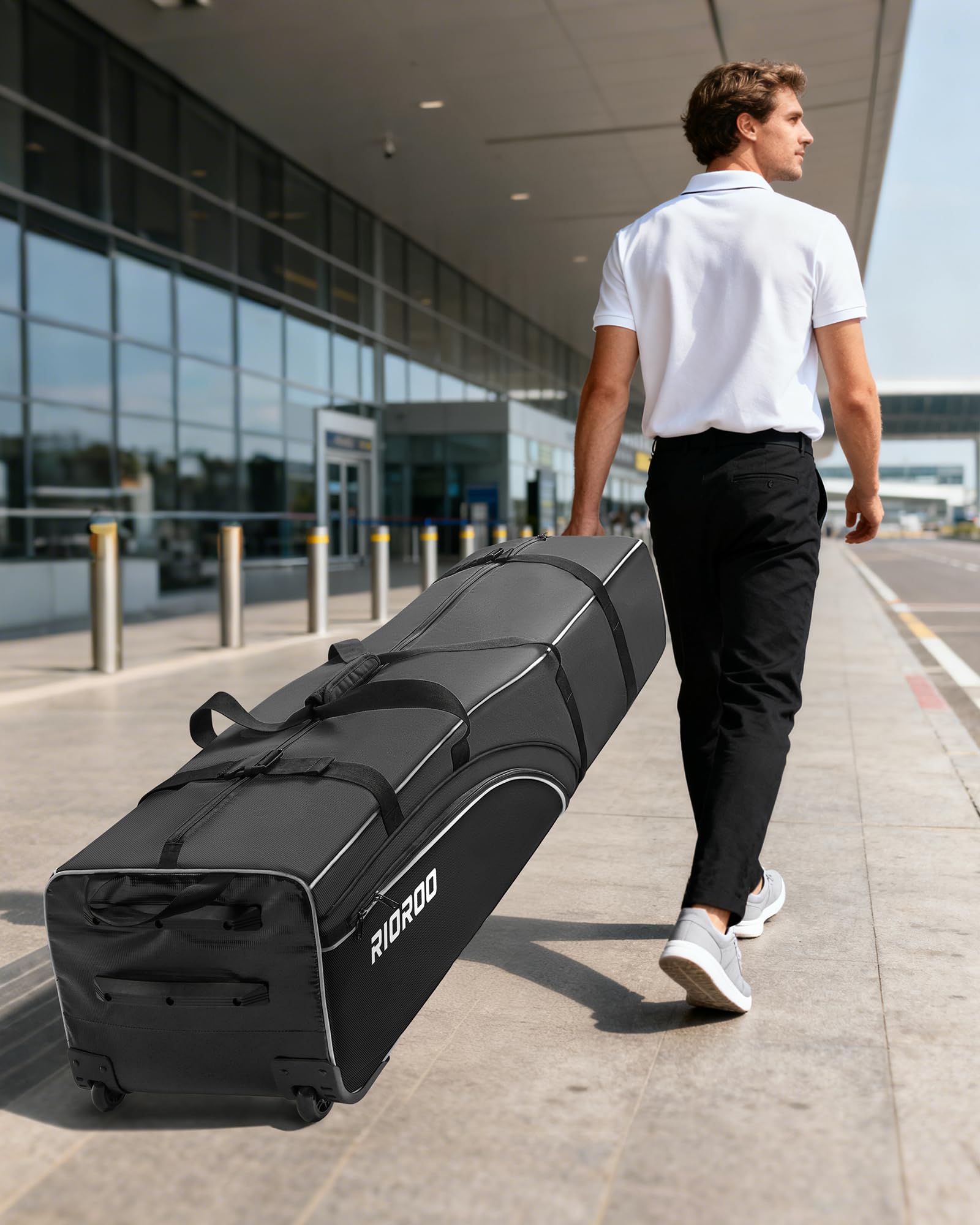 Sac de Voyage de Golf avec roulettes Oxford Robuste, résistant à l’Usure et étanche Étui de Sac de Voyage Durable et rembourré pour Les Clubs, Facile à Transporter ou à Rouler