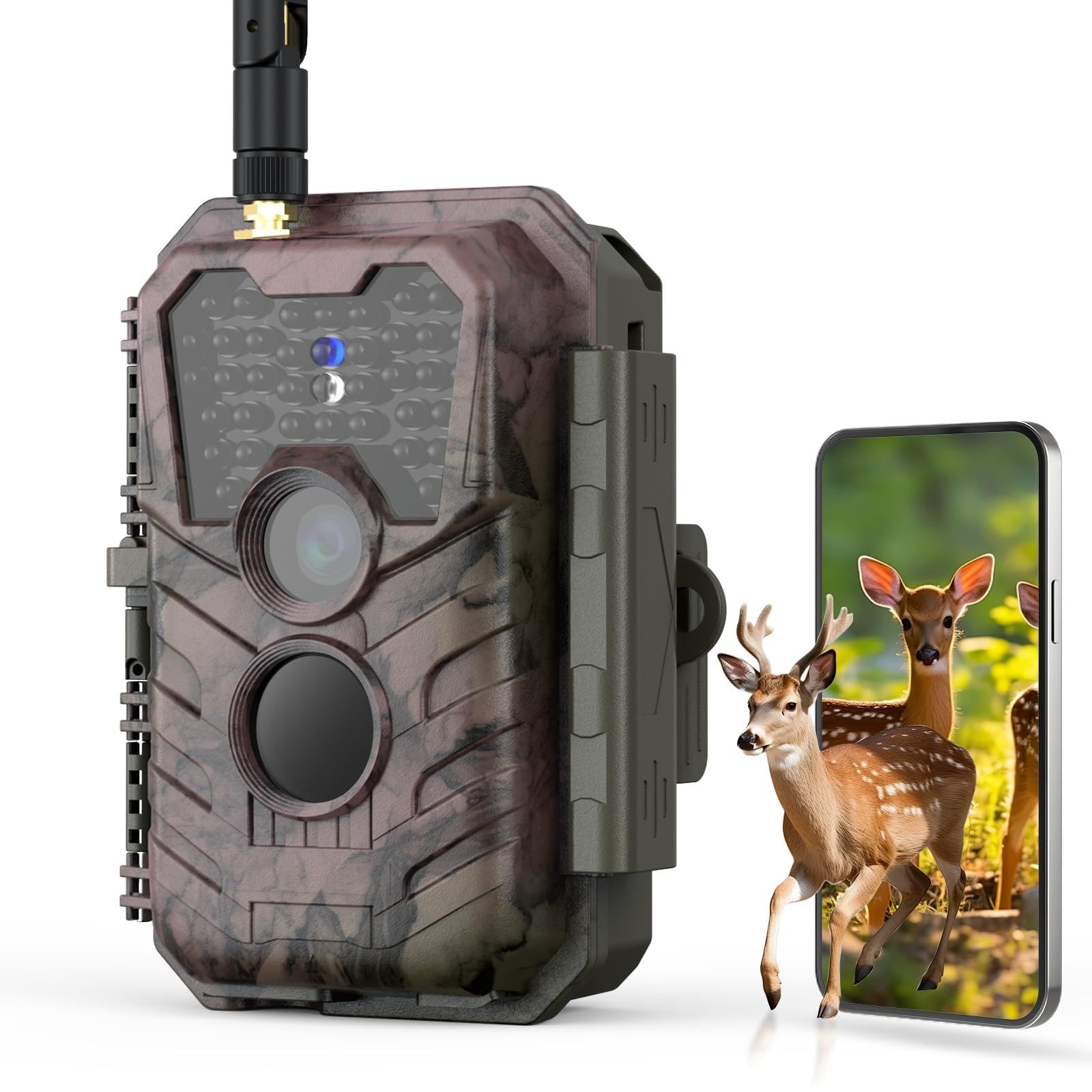 Meidase S600 4G LTE Caméra de Chasse, 48MP 1296P, Vision Nocturne 25m, Activation Mouvement 0.2s, Étanche IP66, Transmission par Application Mobile, Surveillance De Extérieurs Équipée d'une Carte SIM