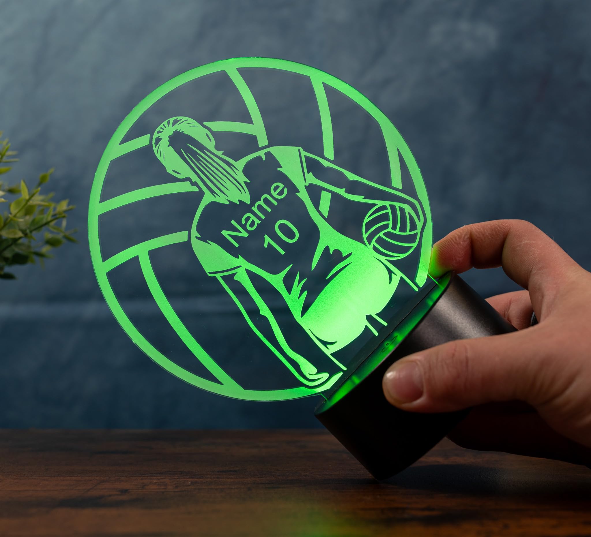 Volleyball Lampe personalisiert – LED Nachtlicht mit Name & Trikotnummer | Geschenk für Mädchen & Frauen | Volleyball Spielerin Deko Light für Kinderzimmer & Sportfans