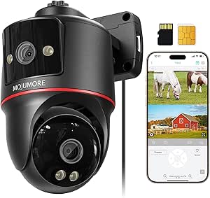 4G LTE Cellular Security Camera, No WiFi Security Camera, Plug-in Dual Lens Security Cameras Outdoor, Auto-Tracking/Push Notification, 360° Live View, Color Night Vision, Built-in SIM Card asin的图片