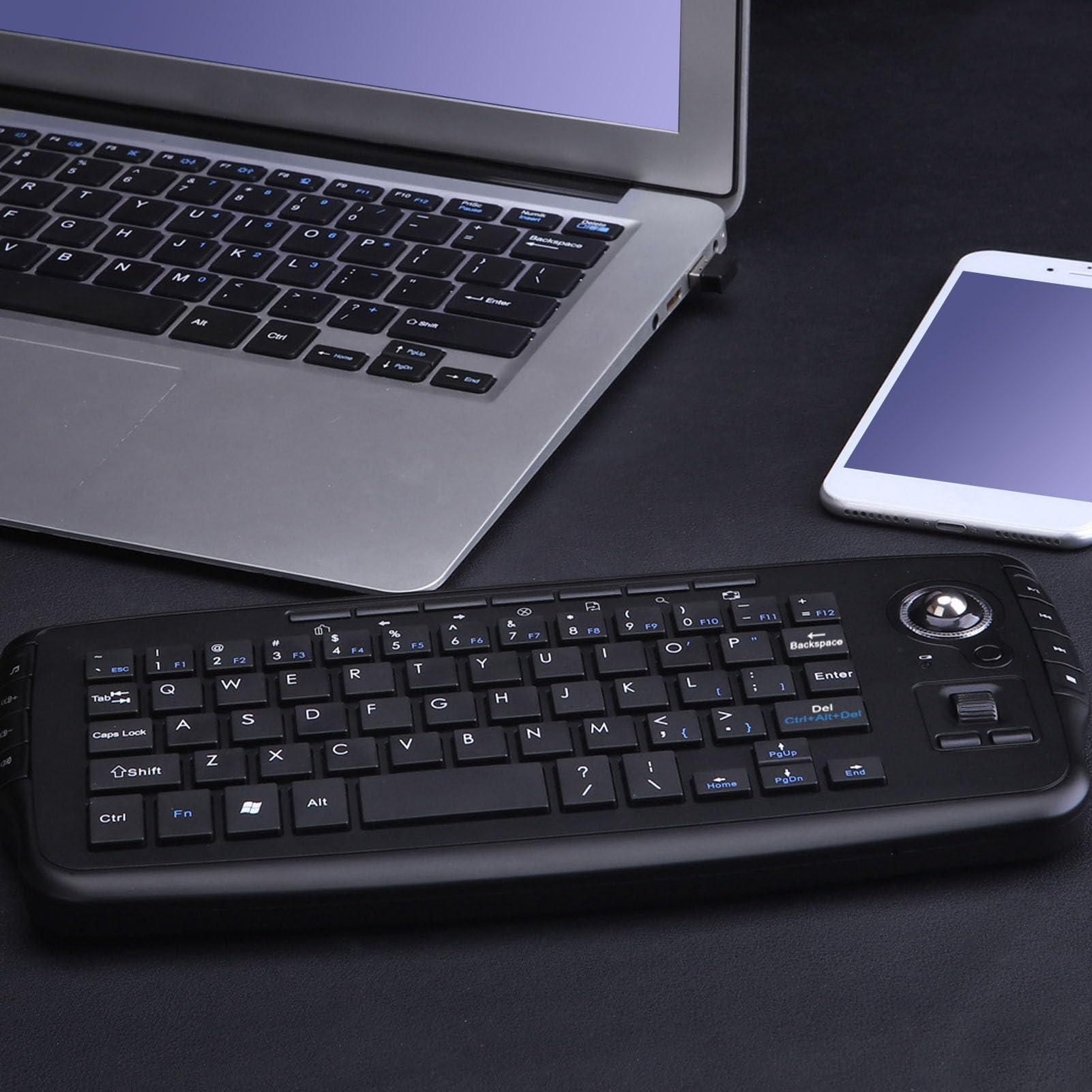 PUSOKEI 2.4G Bezprzewodowa Klawiatura Trackball
