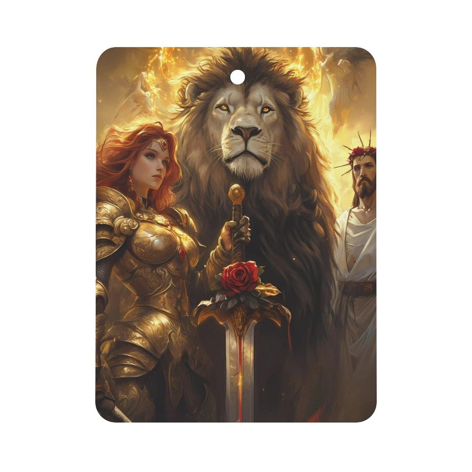 Lion And God Woman Warriores of God Car Air Freshener Hanging Aromatherapy Tablets for Car Accessories Square