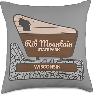 Rib Mountain State Park Wisconsin Welcome Sign Vacation Throw Pillow