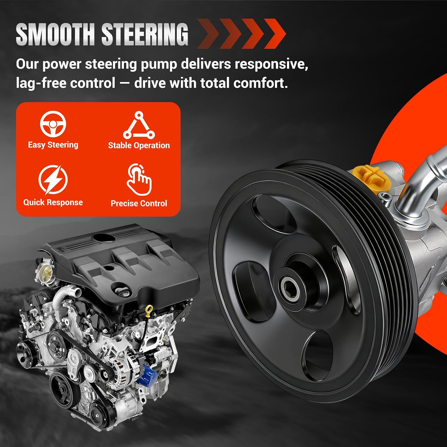 Power Steering Pump 21-5478 with Pulley Compatible with Nissan Altima 2007-2012 L4 2.5L GAS, Altima 2013 Coupe, X-Trail 2002-2011, Power Assist Pump Replace# 49110-ZX01B, 49110CN00C