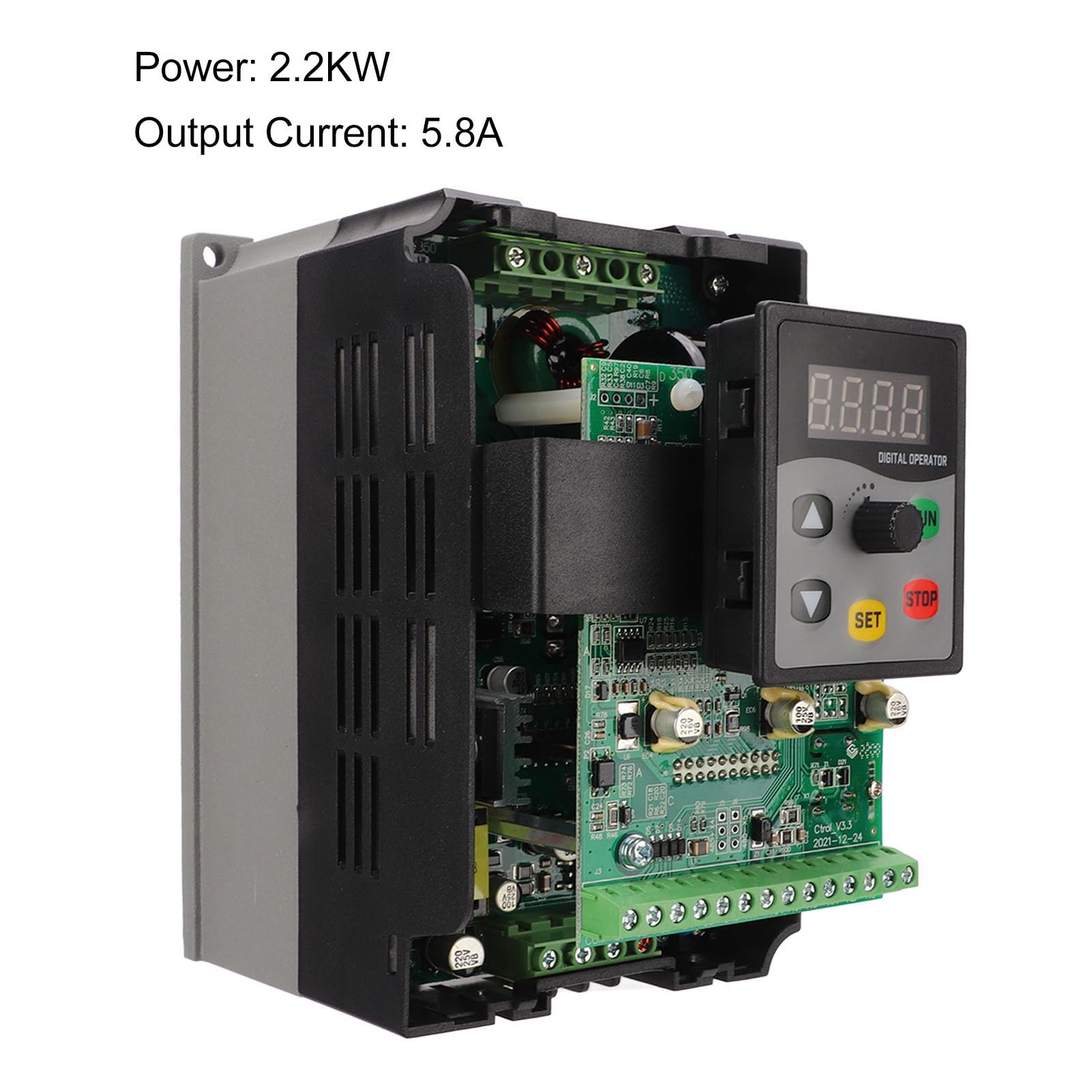 PUSOKEI Variador de frecuencia variable de 380 V CA, entrada trifásica, salida trifásica, inversor de control de motor VFD, convertidor de frecuencia de motor de pantalla digital 2,2 kW