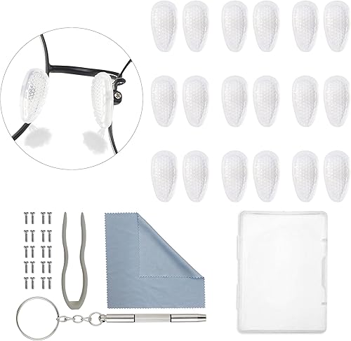 Miniatura 7 de Juego de 5 pares de almohadillas para la nariz para anteojos, kit de herramientas de reparación con cámara de aire, almohadillas de nariz de