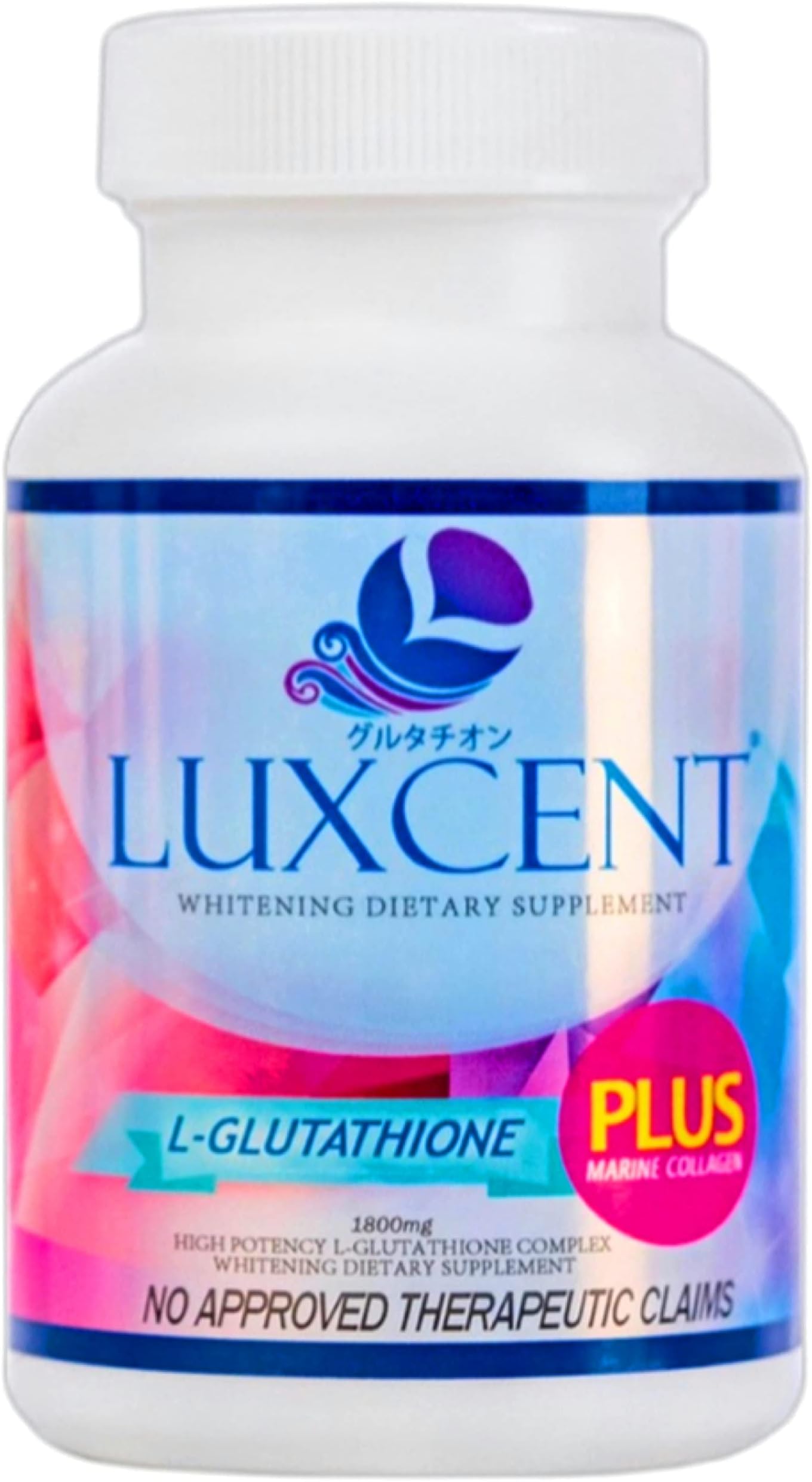 Pure Beauty Collagen Luxcent Luminous Caps L-Glutathione with Marine Collagen Japan Formula, 60 Capsules
