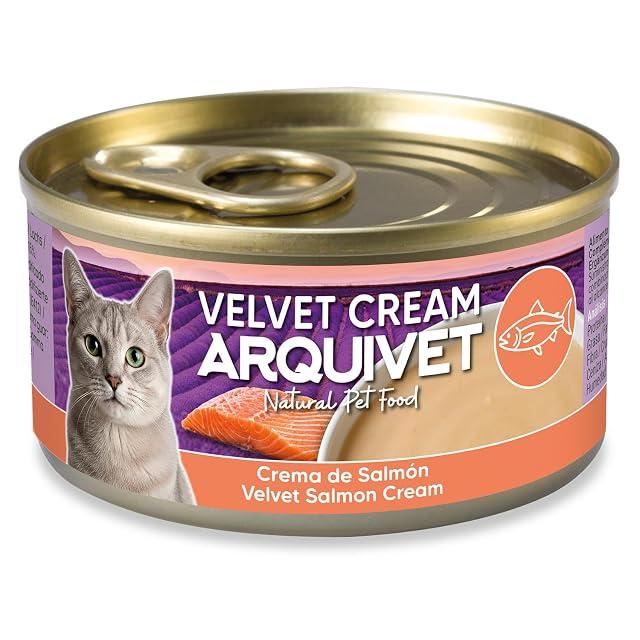 Foto 2 de 4 de Pack 24 Unidades - Crema de salmón para Gato Velvet Cream - Latas de 80 g - Comida húmeda para Gatos