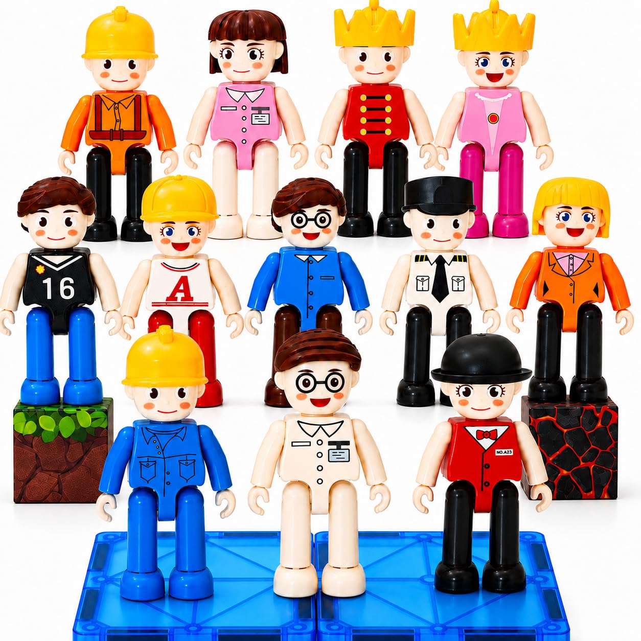 CULOOM Magnetic Tiles People Figures, 12pcs Poseable Magnet Character Toys