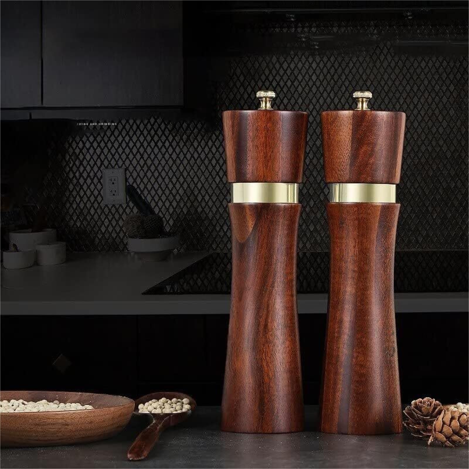 Młynek Do Przypraw Pieprzu Młynek Do Soli I Pieprzu 8-calowy Drewniany Shaker Z Regulowaną Grubością Do Różnych Przypraw(1pcs)