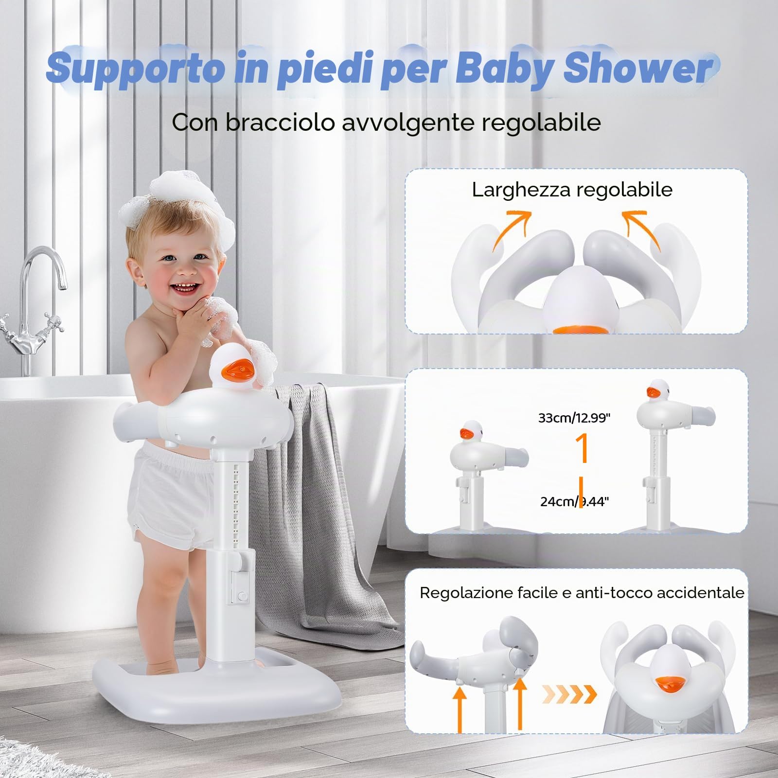 Supporto per Vasca Da Bagno per Bambini,Vasca da bagno per bambini con supporto,torre da bagno regolabile per bambini per alzarsi in piedi,Stand Da Viaggio per ne onati e bambi ni piccoli