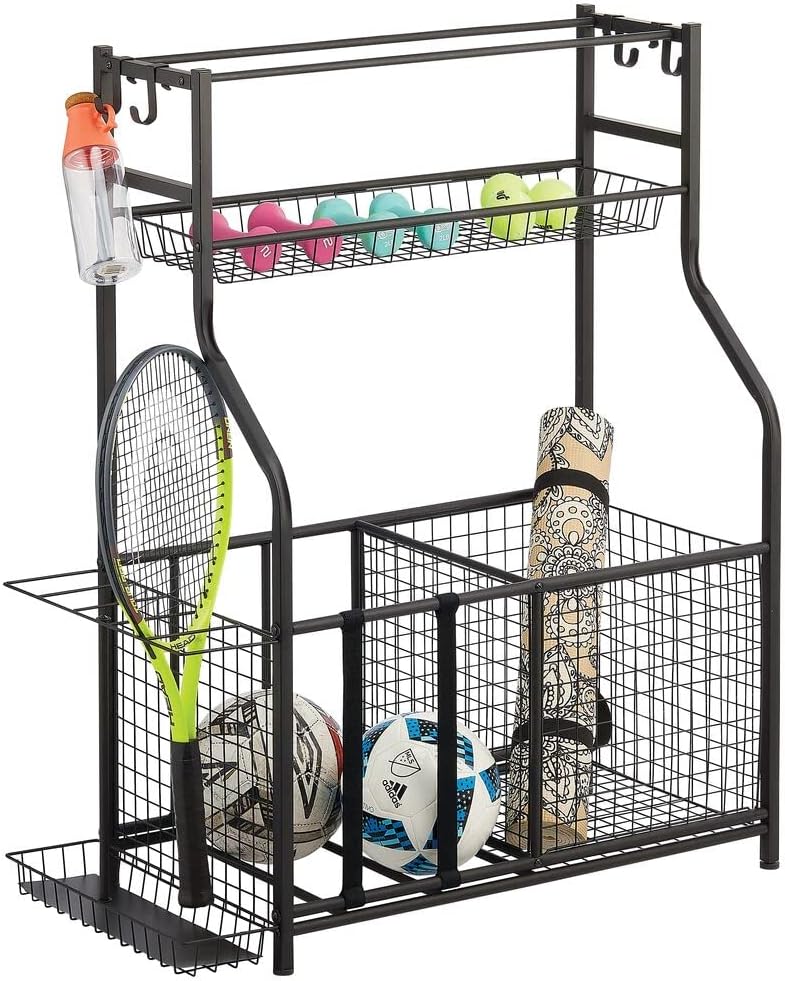 mDesign Sports Equipment Storage Rack — Garage Storage Unit for Rackets