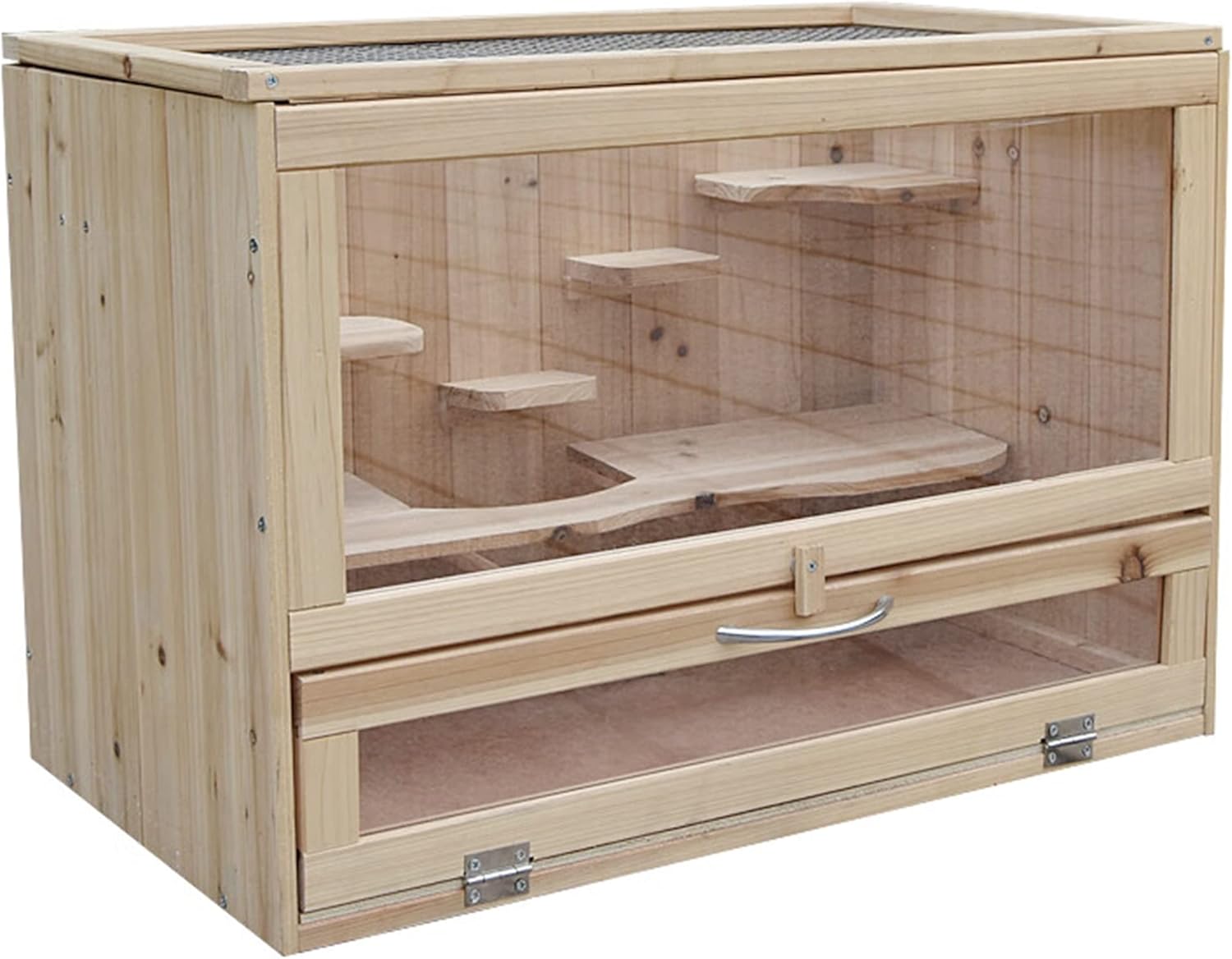 ZAZOLI Jaula para Hámster, Casa de hámster de Madera, jaulas Hámster Grande con Puerta de plexiglás, Parte Superior Que se Puede Abrir y Divertidas escaleras, para pequeños roedores