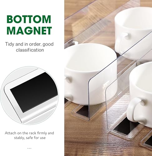 Miniatura 4 de Baluue 6 separadores de estantes de plástico con magnético, divisor de estante de armario, organizador de tablillas separador para almacenamiento