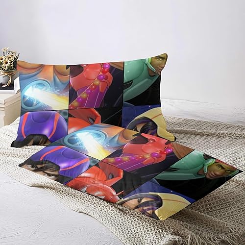 Miniatura 5 de BENDL Juego de ropa de cama de 6 piezas con diseño de héroe de dibujos animados para niñas y niños, funda de edredón y fundas de almohada de 3