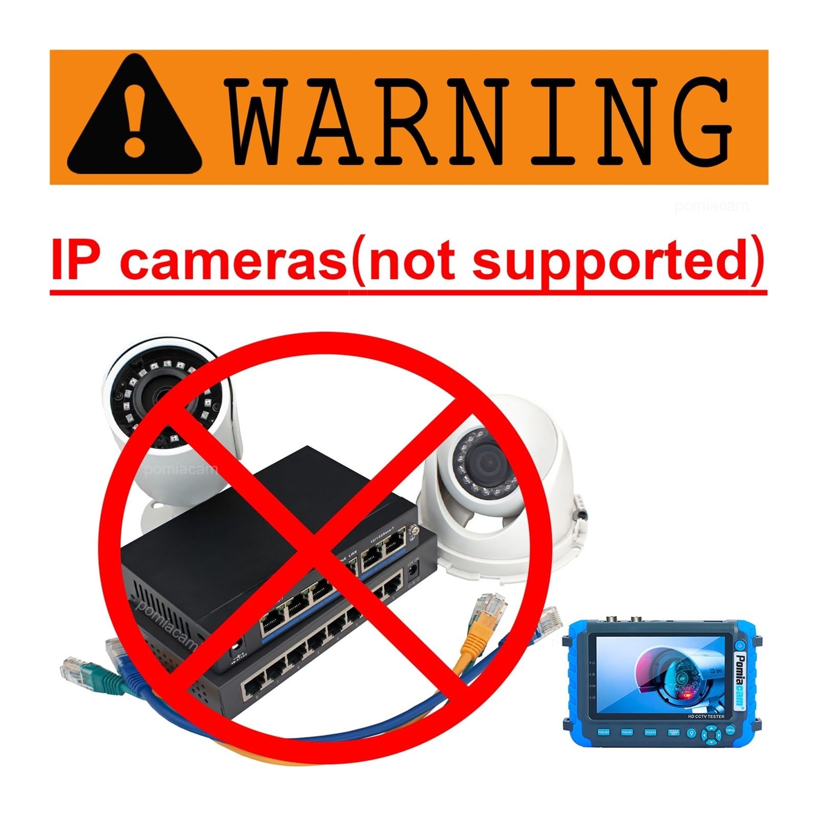 Tester CCTV, Tester for telecamera di sicurezza CCTV coassiale HD da 8 MP AHD TVI CVI CVBS Tester for telecamere di sicurezza alimentato DC12V portatile Tester video da 5 pollici