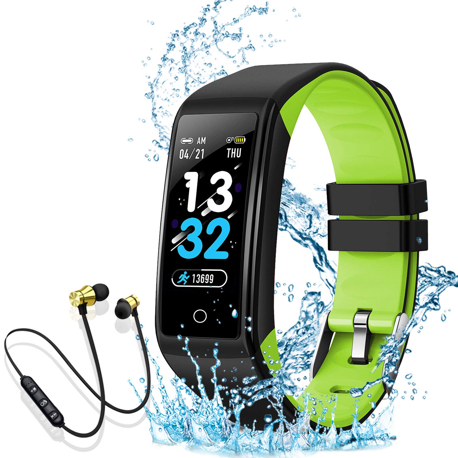 AOYODKG Waterproof Networked Smartwatch with Pedometer, Heart Rate Monitor  and Bluetooth for iPhone / Samsung / Huawei 1 Green: Amazon.de: Electronics  \u0026 Photo