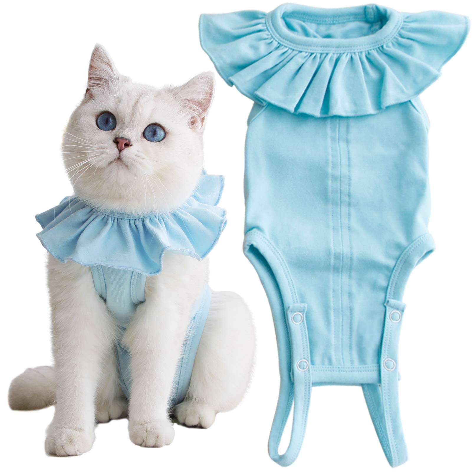 Cat Recovery Suit for Abdominal Wounds and Skin Diseases,Breathable Surgical Recovery Shirt After Surgery Wear Anti Licking Wounds,E-Collar Alternative for Female Cats Kitten(RSC01-green-s) — image 1