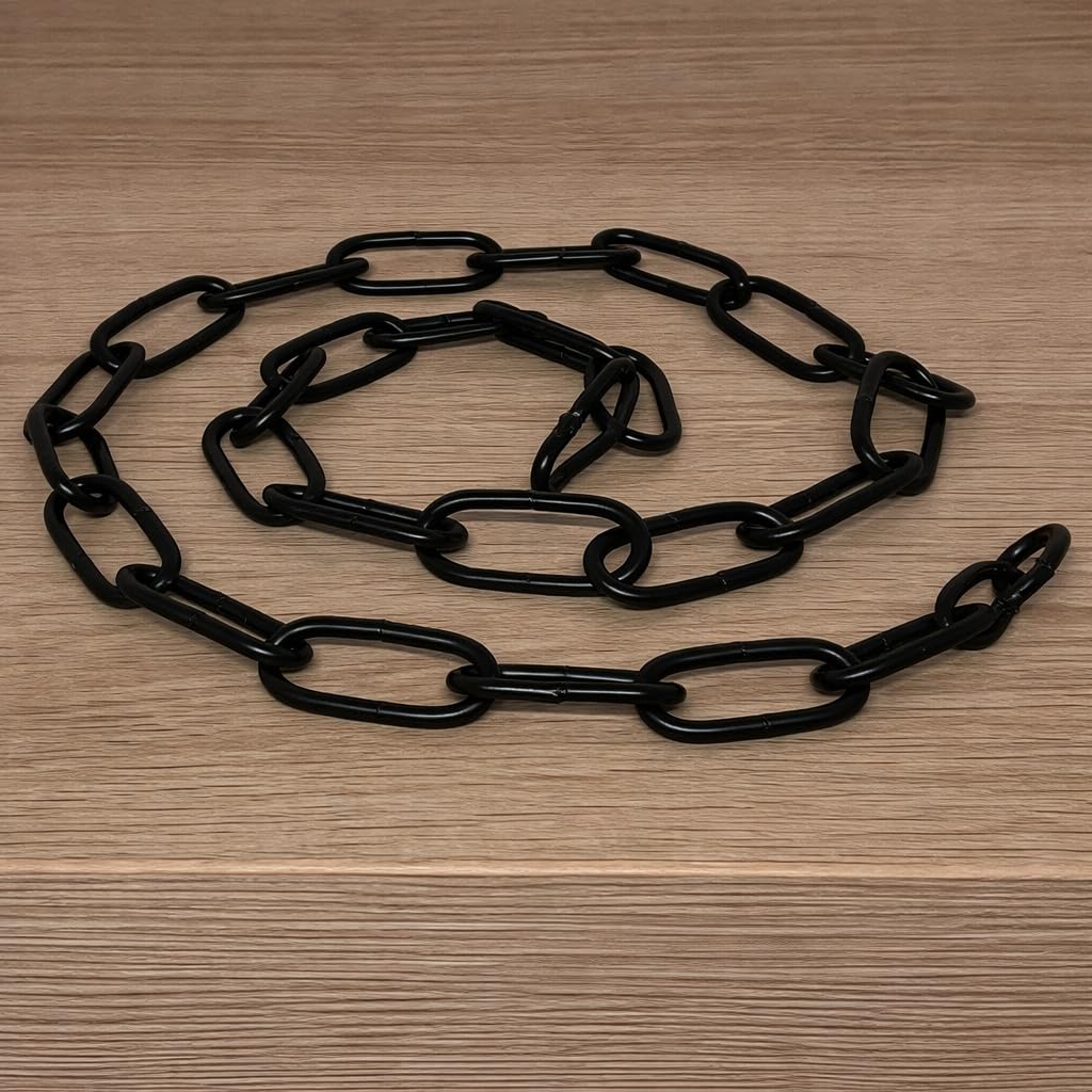 1 m Black Ceiling Light Chain 45 x 20 mm Thickness 3.8 mm Iron Chain for Pendant Lighting with 2 Carabiners