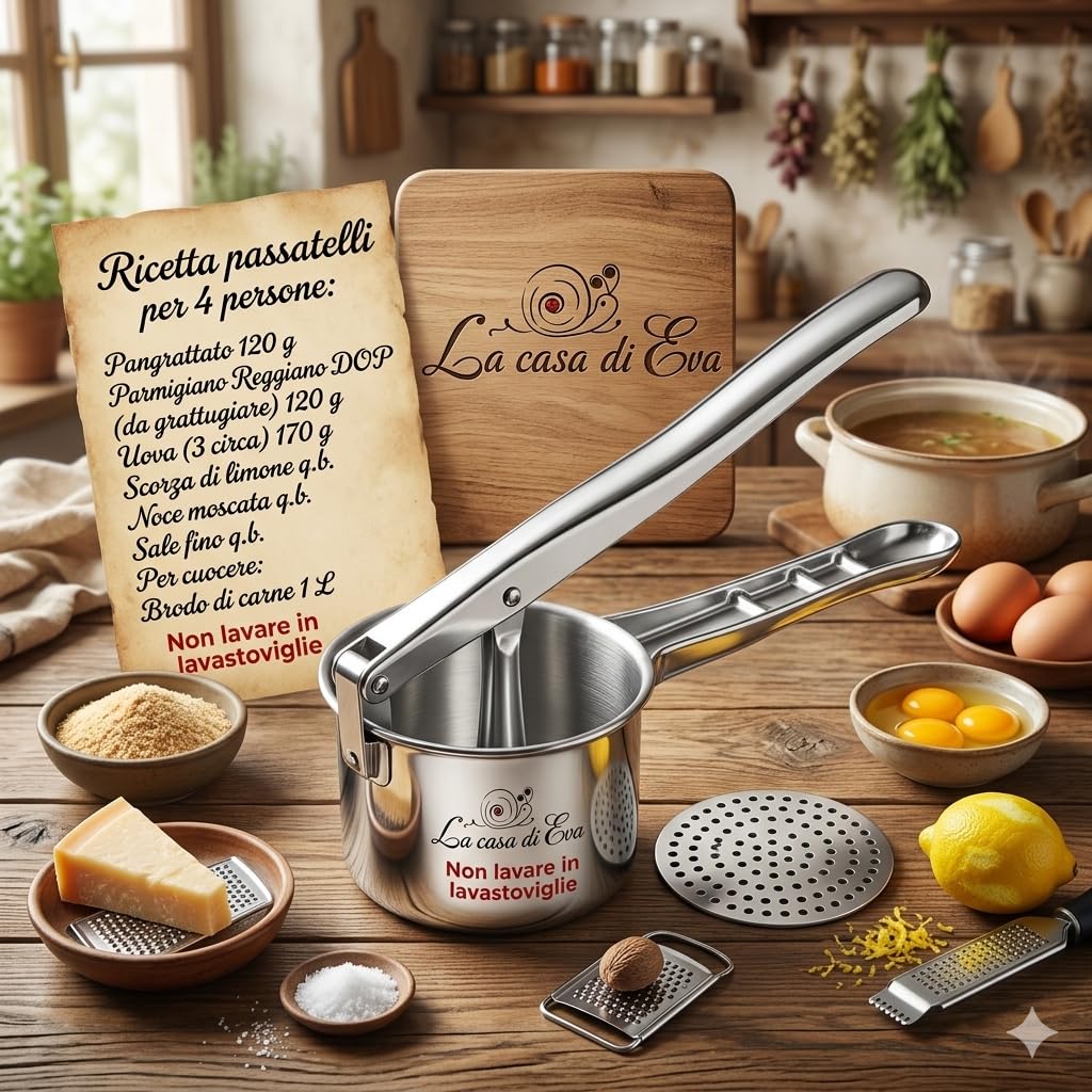 SCHIACCIAPASSATELLI IN ALLUMINIO (MACCHINA PER PASSATELLI) MADE IN ITALY. ATTREZZO PER REALIZZARE DEI FANTASTICI PASSATELLI CASALINGHI