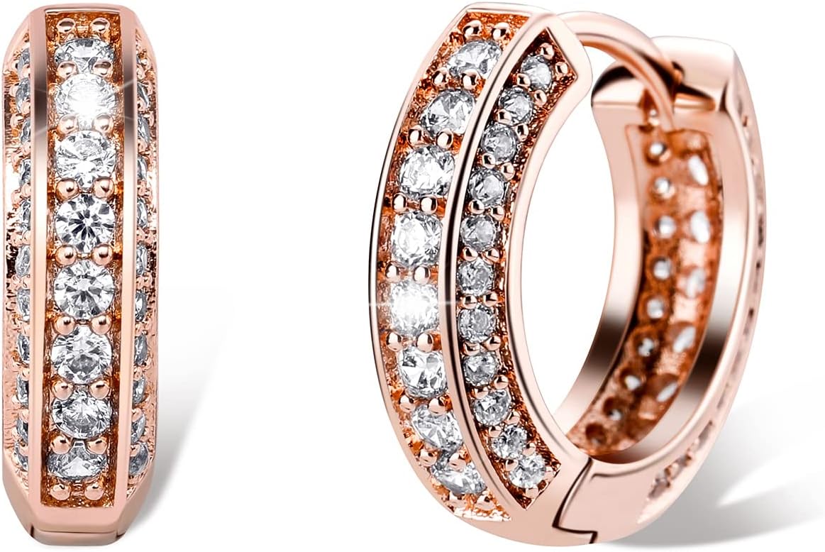 TOPGRILLZ Iced Out Hoop Earrings Cubic Zirconia Huggie Cartilage Cuff Hypoallergenic Luxury Fashion Round Circle Earrings For Men Women