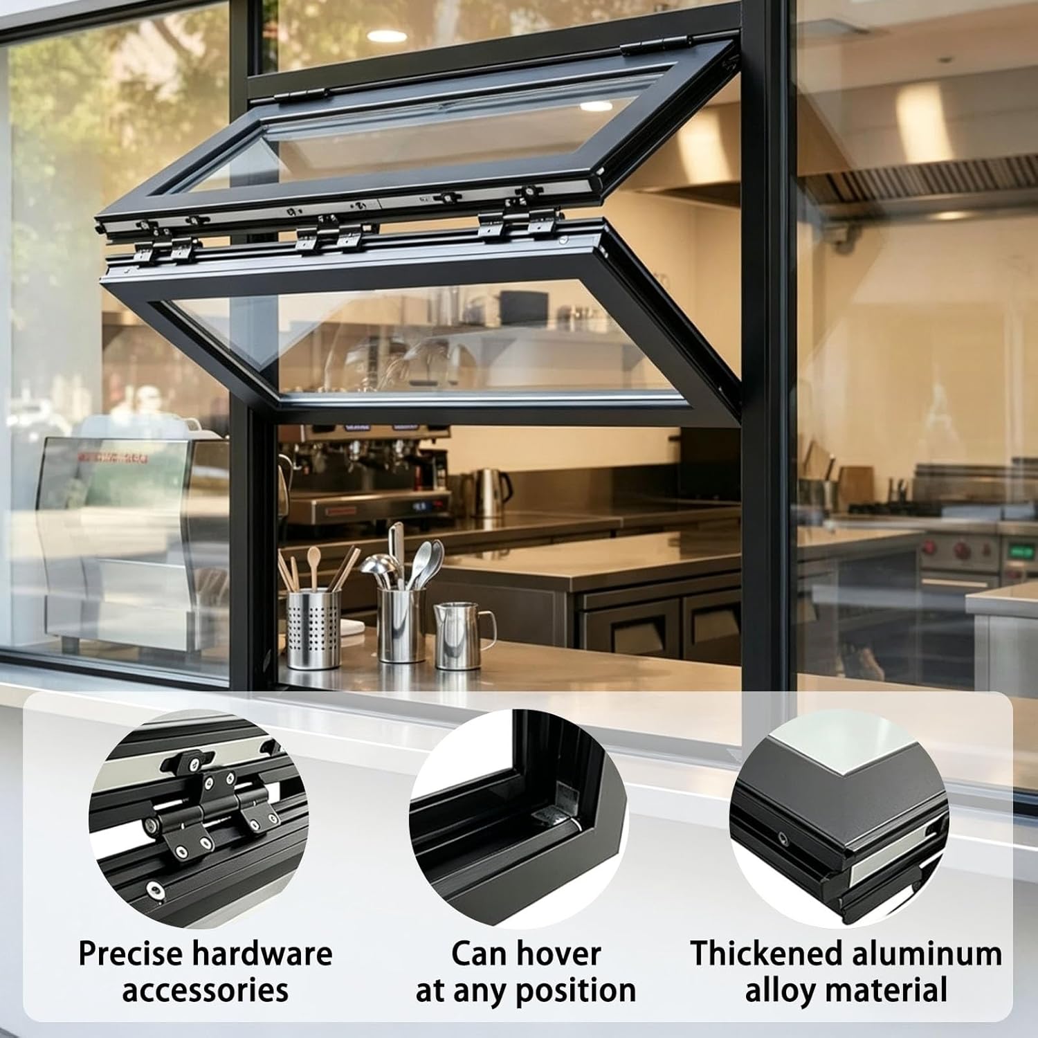 Folding Window for Food Trucks, 20/24/26/28/32/34/36/38/40in Aluminum Concession with Flush Mount, Customizable Sliding Service for Restaurants(28x28in/71.1x71.1cm)
