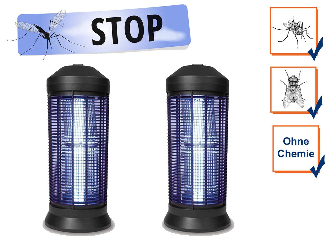 Perel Set 2 Trappole Elettriche Per Insetti Con Luce UV 2x6W – Per Ambienti Interni 30 M² - 4