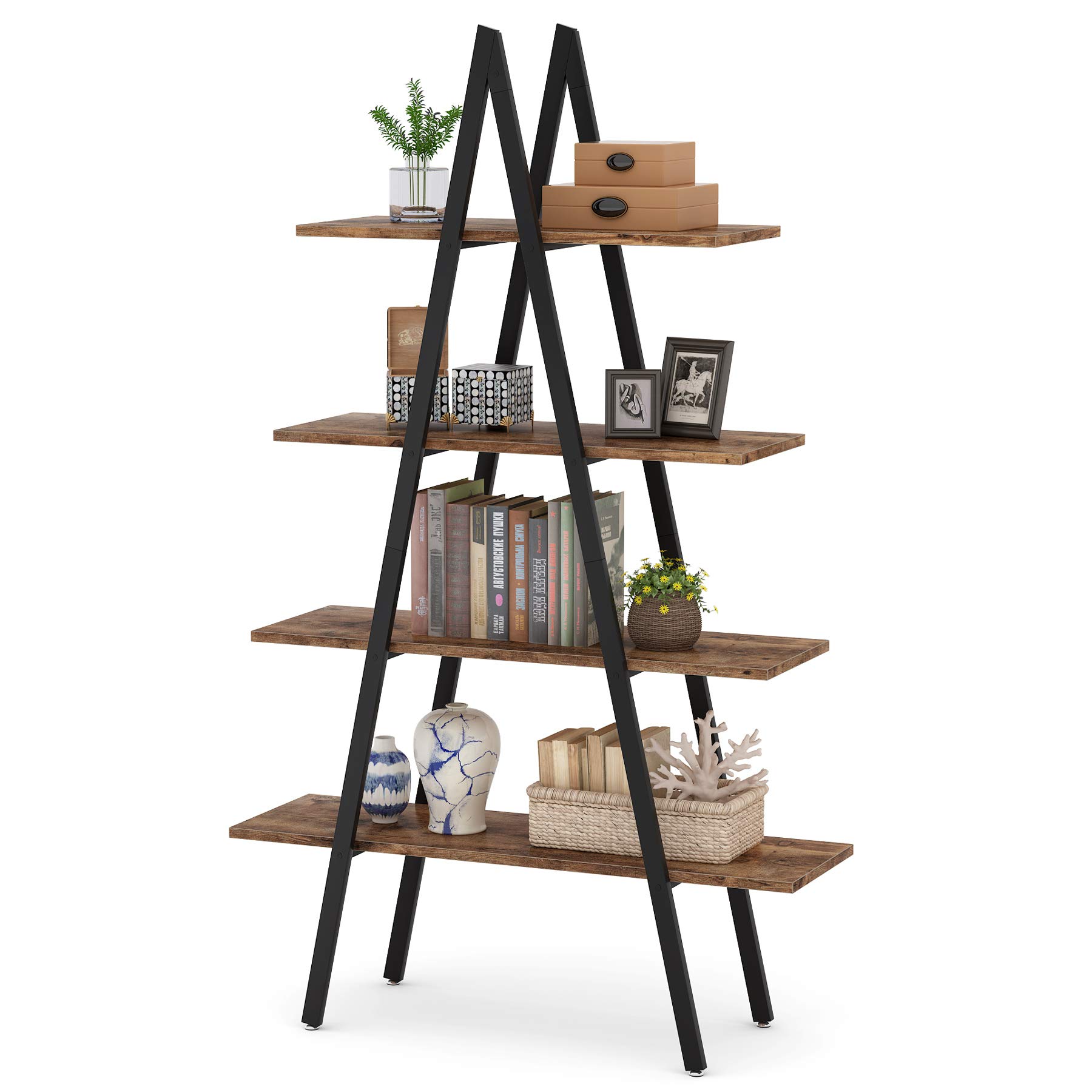 Bookcase Bookshelf Storage Rack Standing Shelf 4Tier Industrial
