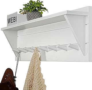 WEBI Coat Rack Wall Mount with Shelf,8 Peg Hooks,34