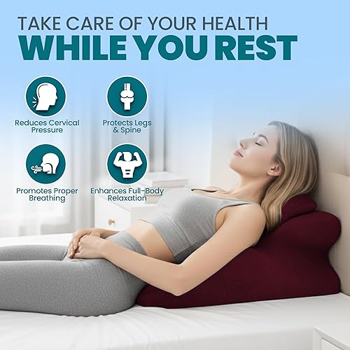 Miniatura 3 de Almohada de cuña de espuma viscoelástica para adultos, almohada ergonómica de lectura y cuña de cama para dormir, soporte de espalda, reflujo ácido