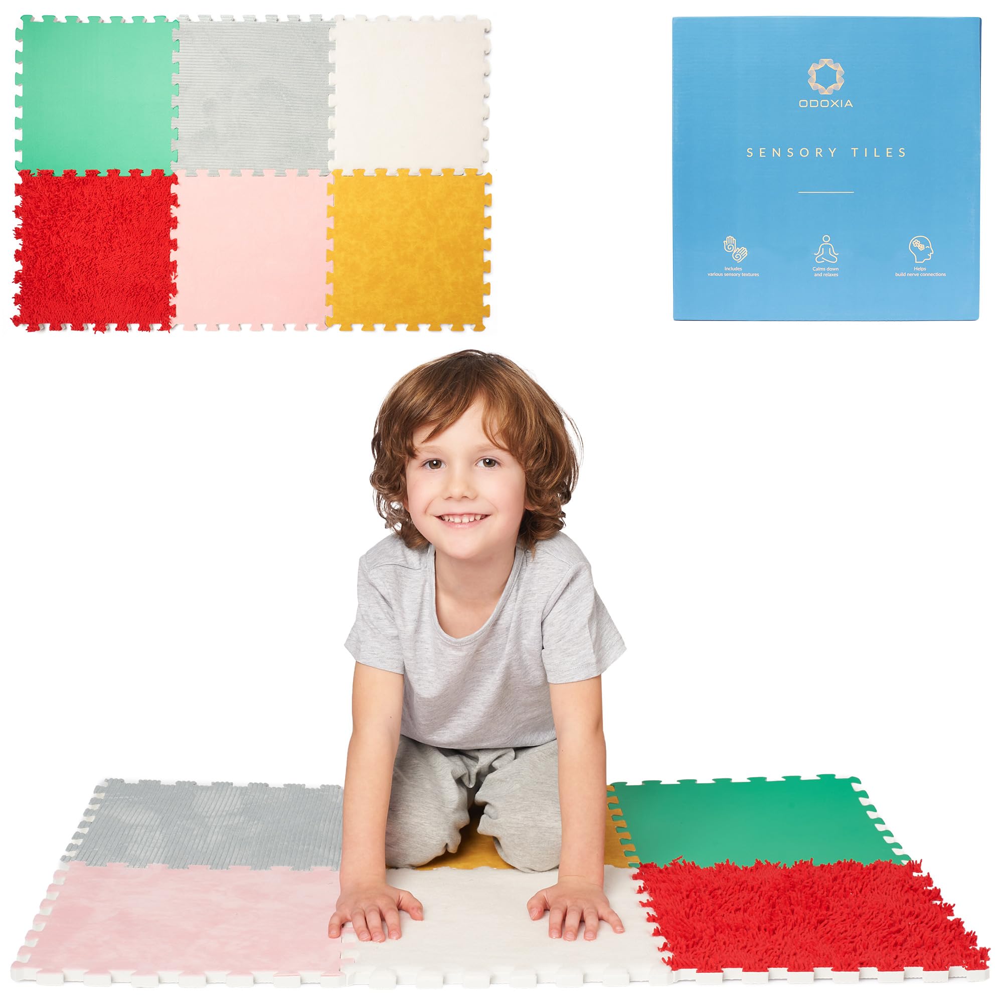 Sensory Mats For Autistic Children | Barefoot Stimulation Mats Kids | Interlocking Sensory Floor Tiles | Multi-Sensory Exploration | Sensory Play Tiles | Sensory Toys for Tactile Play | Orthopedic Mat
