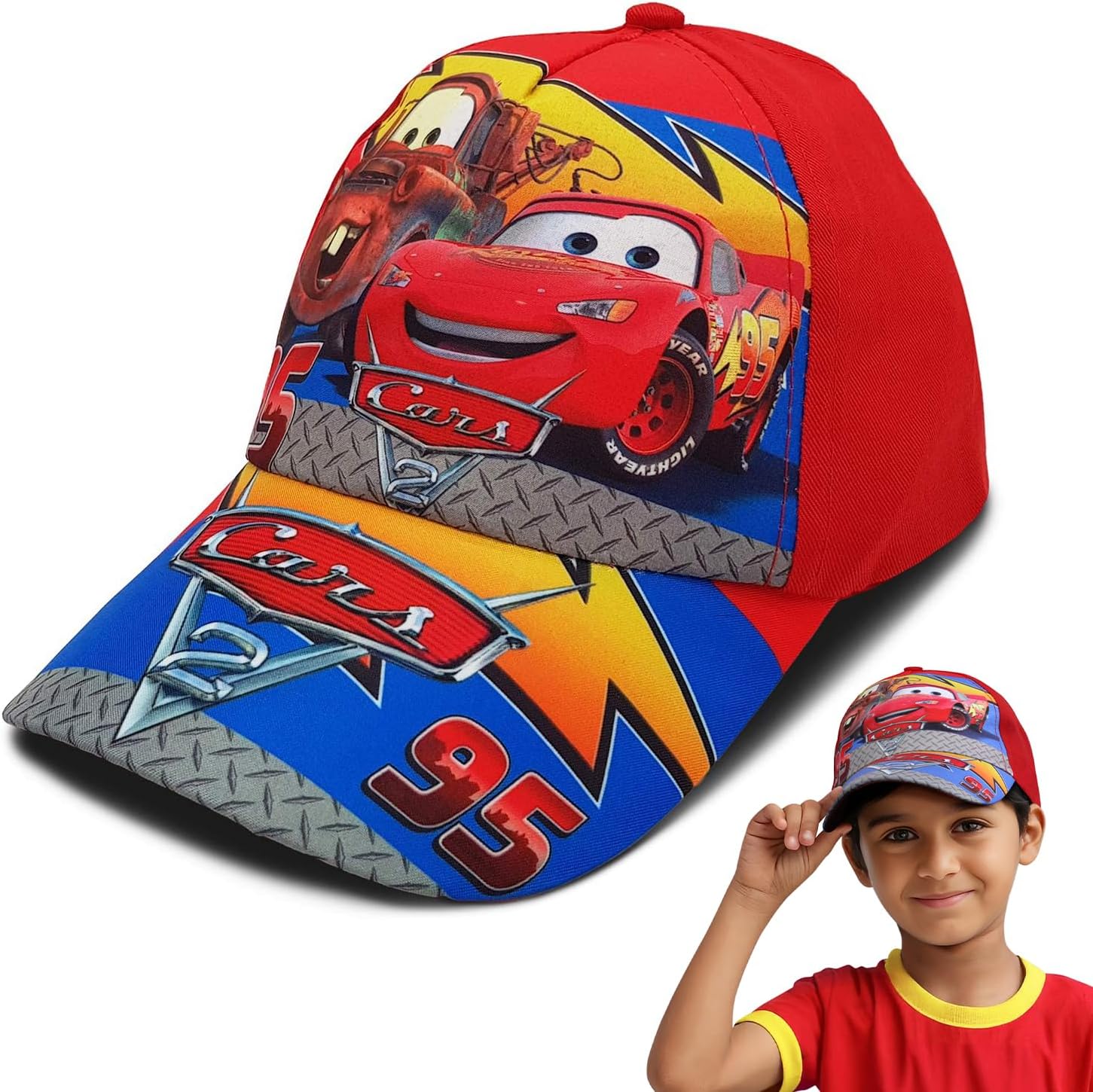 Stylish Printed Cute Sun Protection Kids Cap for Baby Boy and Baby Girl, Caps for Girls (Color-Red)